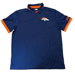 NFL Team apparel Denver Broncos sleeve large logo polo men size 2XL/ blue/orange
